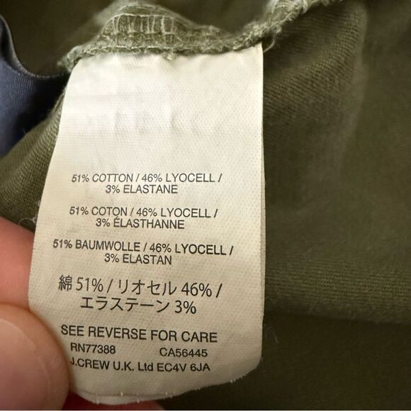 J Crew Pants Womens Sz 27 Military Green Skinny Utility Cotton Lyocell Blend - Picture 9 of 13